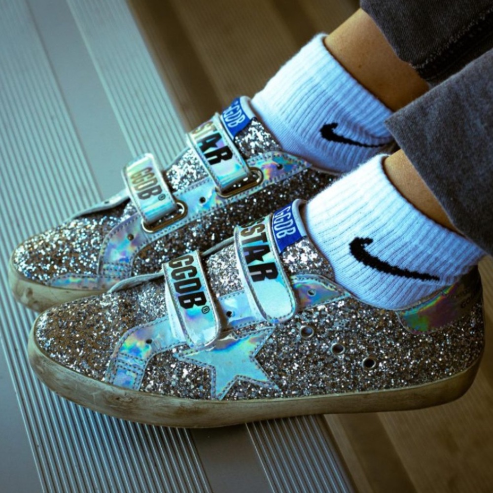 Golden Goose Silver Glitter Sneakers